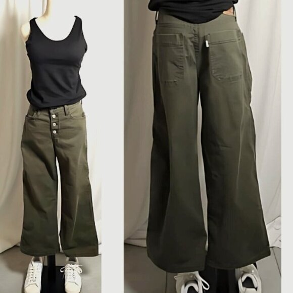 Levi's Denim - Levi Mile High Cropped Wide Leg Army Green Women's Jeans Size W29 L27